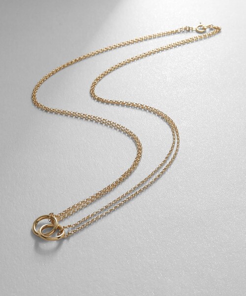 COCOSHNIK（ココシュニック） ネックレス K10中空ダブルリングモチーフ 