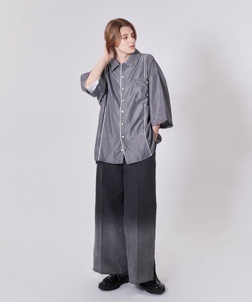 グラデーションデニムワイドパンツ　パープル ONCILY ジーンズ GRADATION DENIM WIDE PANTS / グラデーション