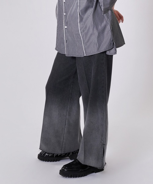 グラデーションデニムワイドパンツ　パープル ONCILY ジーンズ GRADATION DENIM WIDE PANTS / グラデーション