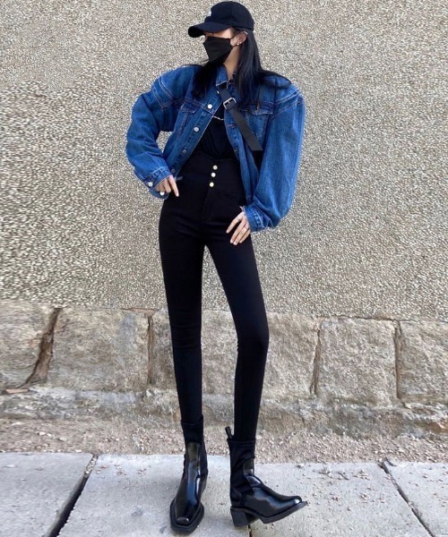 SHEENA パンツ ハイウエストバッククロスストレッチスキニー