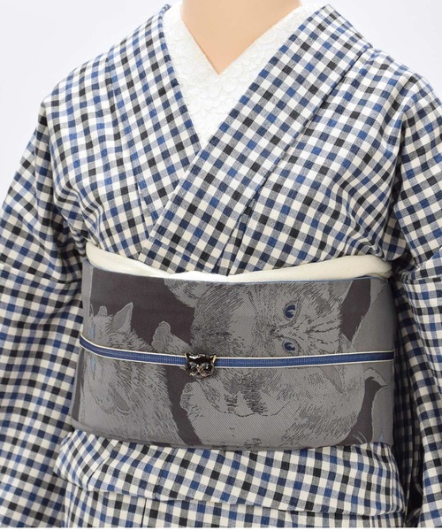 KIMONOMACHI 帯留め 単品 猫の帯留め 日本製 洒落小物 着物、浴衣に 帯