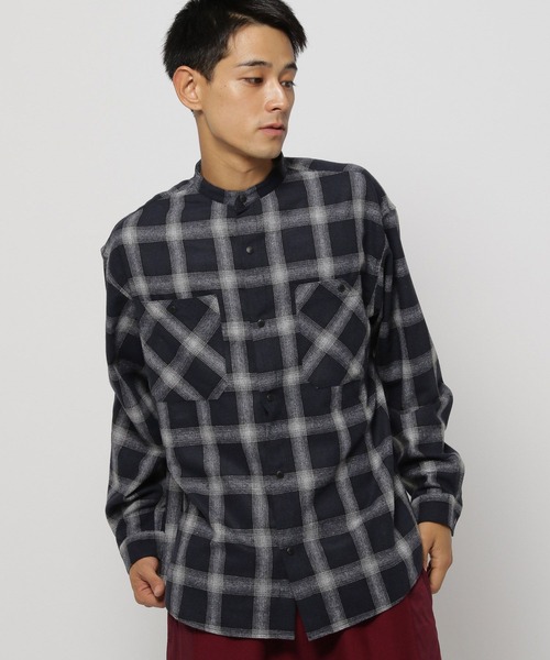 NUMERALS シャツ 「NUMERALS」チェックバンドカラーシャツ