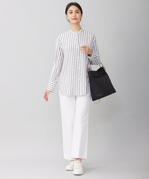 自由区 ブラウス シャツ 「洗える」SOMELOSテンセルバンドカラー