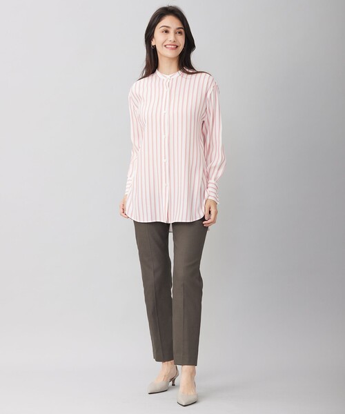ブラウス シャツ 「洗える」SOMELOSテンセルバンドカラー シャツ レディース 自由区 ブラウス シャツ 「洗える」SOMELOSテンセルバンドカラー
