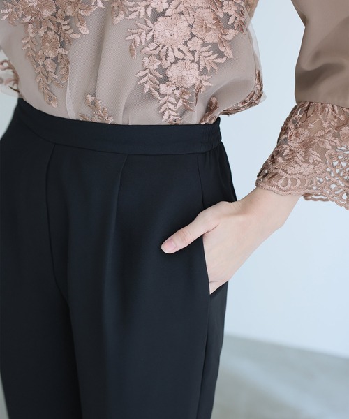 PourVous 刺繍パンツドレス 3点セット グレージュ タグ付き 刺繍パンツドレス3点セット | PourVous（プールヴー）パーティー