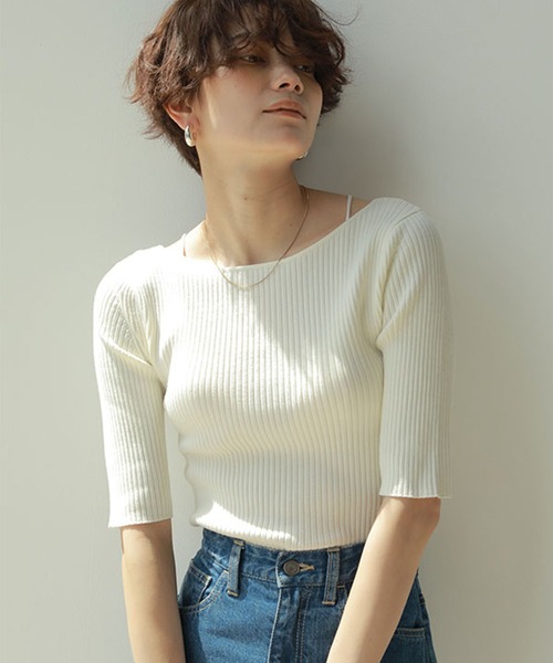 ETRE TOKYO」 半袖ニット FREE オフホワイト レディース : 81327748 