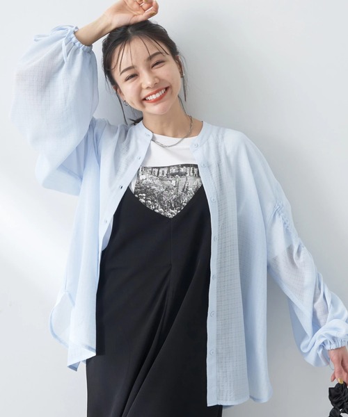 ブラウス シャツ ドロストホール半袖シアーシャツ レディース ドロストホール半袖シアーシャツ（シャツ/ブラウス）｜VACANCY