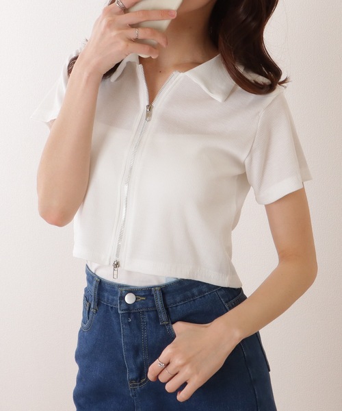 Lace Ladies tシャツ フロント ダブルジップ コンパクト 半袖