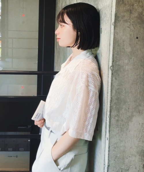 KACCO シャツ 「ユニセックスアイテム」SHEER LACE SHIRTS