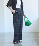 パンツ 「WEB限定」リネンミックスドットタッ...の詳細画像1