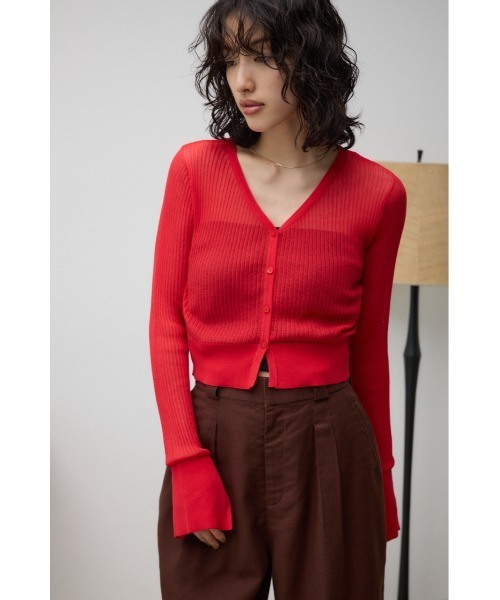 AZUL BY MOUSSY カーディガン シアーリブショートカーデ