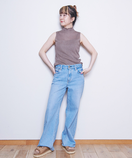 ニット セーター シアーアメスリラメリブハイネック レディース Rouge vif ニット セーター シアーアメスリラメリブハイネック