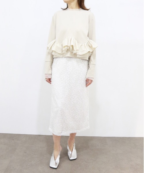 【新品・未使用】MARILYNMOONタフタスパイラルラッフル半袖トップス 新品・未使用】MARILYNMOONタフタスパイラルラッフル半袖