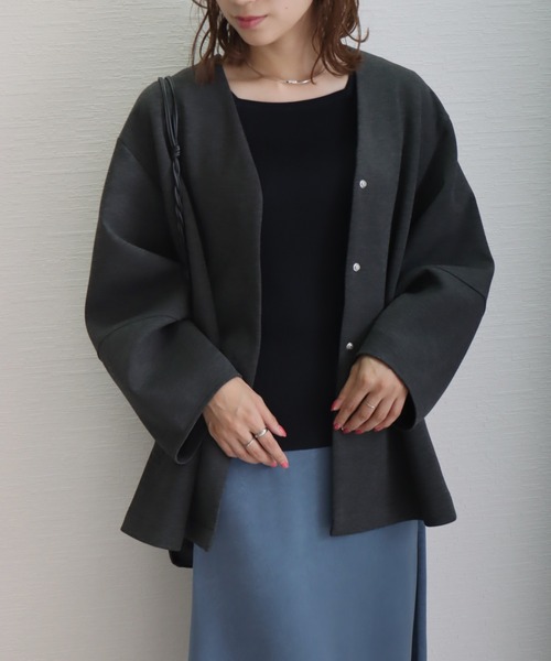 libelle more ブルゾン アウター ダンボールポンチノーカラー