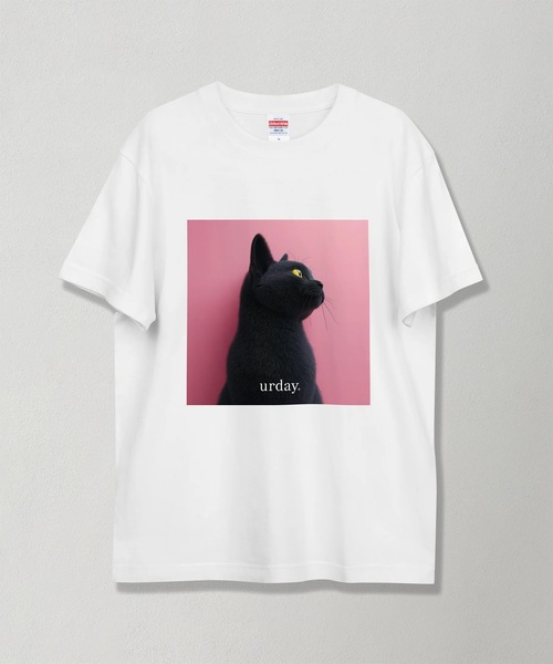 tシャツ urday / Black Cat / フォトTシャツ レディース メンズ MAMIAN tシャツ urday / Black Cat フォトTシャツ レディース