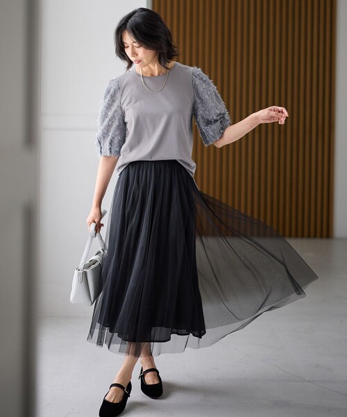 ANY（エニィ） スカート 「洗濯機可/ウエストゴム」シャイニーチュール