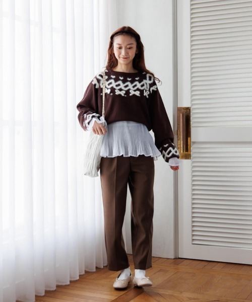ニット セーター チャーミングノルディックニット レディース flower（ファッション） ニット セーター チャーミング