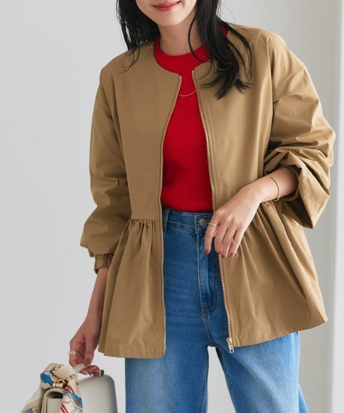 Pierrot（ピエロ） ブルゾン アウター ヘムフレアノーカラーブルゾン