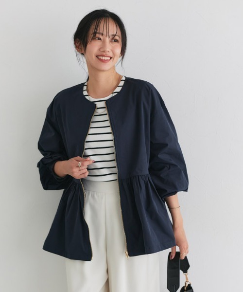 Pierrot（ピエロ） ブルゾン アウター ヘムフレアノーカラーブルゾン