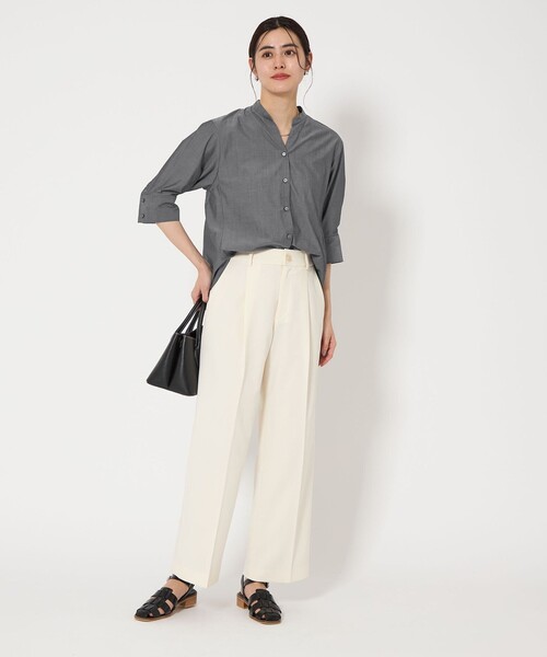 ブラウス シャツ Green Striped Drawstring Shirt レディース メンズ green label relaxing ブラウス シャツ 「size SHORTあり