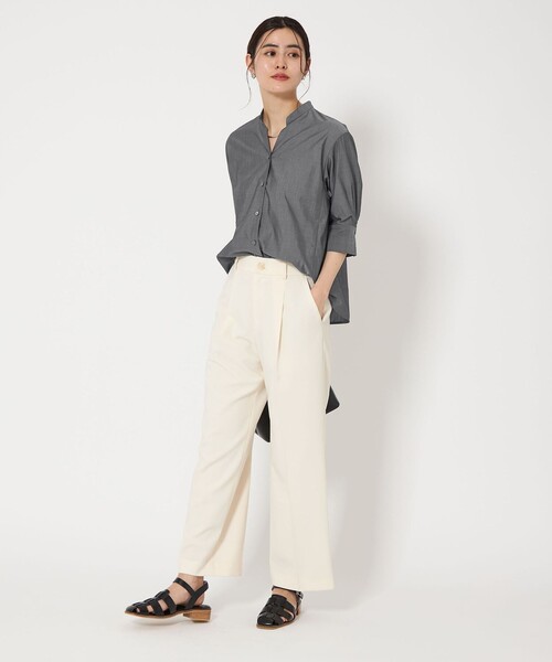 ブラウス シャツ スタンド スキッパー 5分袖 ブラウス レディース green label relaxing ブラウス シャツ スタンド スキッパー 5分