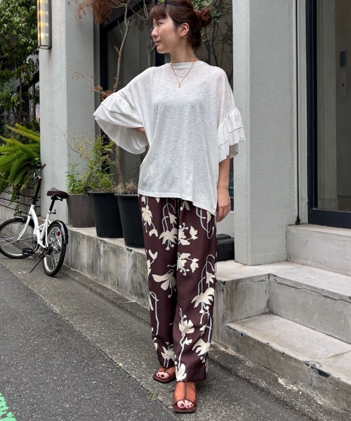 ROSE BUD（ローズバッド） パンツ FLOWER PRINT PANTS レディース
