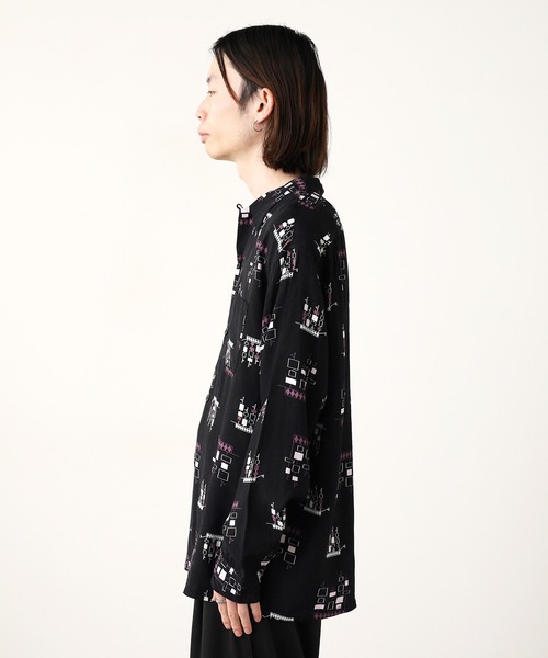 50s 復刻 towncraft タウンクラフト レーヨンシャツ　ブラック TOWNCRAFT タウンクラフト レーヨンシャツ ATOMIC PRINTED LOOP