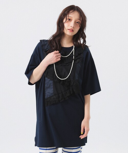 tシャツ 「別注」TORI-TO / バイアス フリル BIG Tシャツ レディース