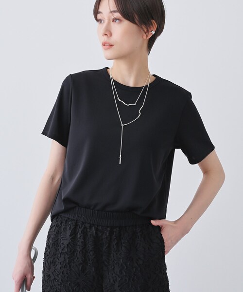 INDIVI / インディヴィ 春SALE！【日本製／トリアセテート】きれいめTシャツ INDIVI tシャツ 春SALE！「日本製／トリアセテート」きれいめT