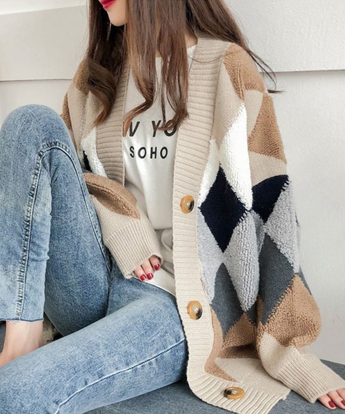 LUMIRA カーディガン マルチカラーニットカーディガン レディース