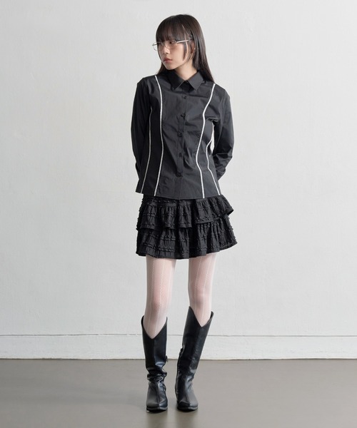 【関税込み】The Attico ブラック ギャザー ミニスカート Tall✰全3色サイドギャザーミニスカート | mignon ange(セレクト