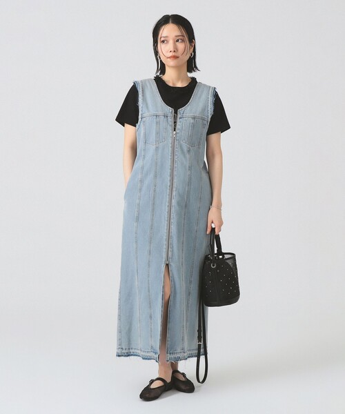 Ray BEAMS ワンピース デニム ジップ タイト : ZOZOTOWN Yahoo