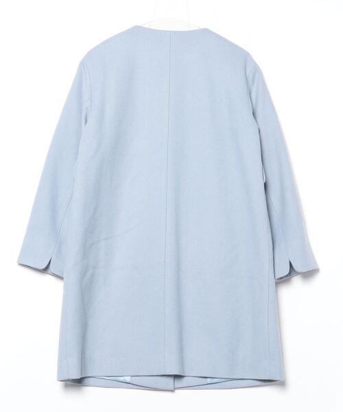 「Sunauna」 ノーカラーコート 38 ブルー レディース_画像2