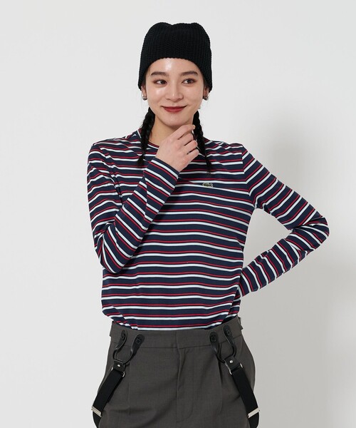 tシャツ 「LACOSTE」ボーダー ロングスリーブ Tシャツ レディース