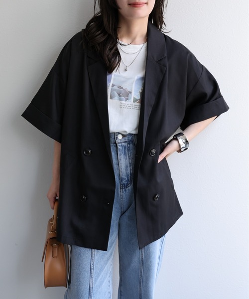 【ON&ON】★ボリュームスリーブ半袖ジャケット★正規品・関税込 forksy.】ボリュームスリーブショート丈デニムブルゾン forksy
