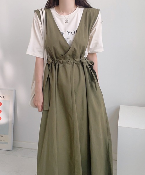 ワンピース ウエストギャザージャンパースカート : ZOZOTOWN Yahoo!店