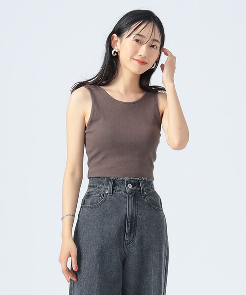 BEAMS HEART タンクトップ ノースリーブ カップ付き クロップド
