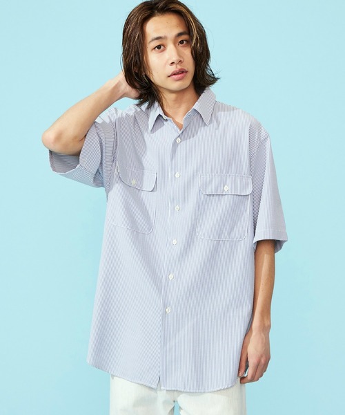服屋 itochi ラグランハーフスリーブシャツ 半袖シャツ モヘヤ混 Mサイズ Lee（リー） シャツ 半袖 Lee/リー「涼」シアサッカーハーフスリーブ