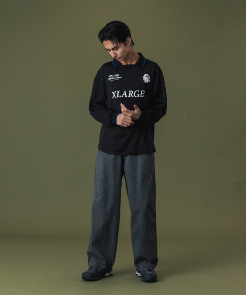 XLARGE ダークブルーワイドパンツ XLARGE パンツ OVAL LOGO WIDE PANTS メンズ レディース