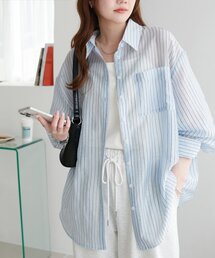 シアーストライプシャツ ベージュ DISCOAT new！ 🏷️ シアーストライプシャツ¥6,600(tax in) サックス