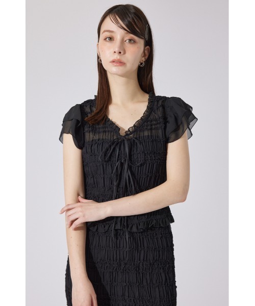tシャツ 「AKB48千葉恵里さん着用」シャーリングカットトップス 夏服 シアートップス レディース AKB48千葉恵里さん着用】シャーリングカットトップス 夏服