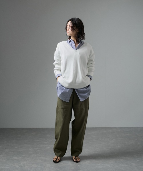 現行新品 ADAM ET ROPÉ バックVネック オーバーサイズ ニット 長袖 ADAM ET ROPE´ バックVネック オーバーサイズ ニット 長袖