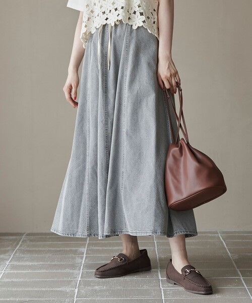 coen（コーエン） ロング スカート コットンレーヨンデニムパネル