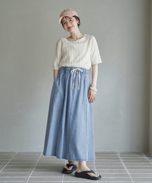 coen（コーエン） ロング スカート コットンレーヨンデニムパネル