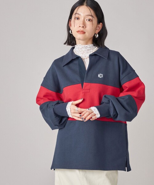 tシャツ SHIPS NINE CASE:配色 スキッパー プルオーバー レディース