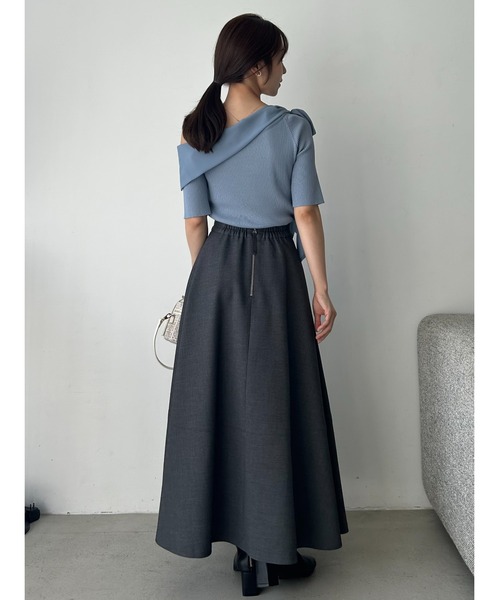 FRAY I.D シフォンリボンオフショルニット ブラック シフォンリボンオフショルニット(ニット)｜トップス｜FRAY I.D（フレイ