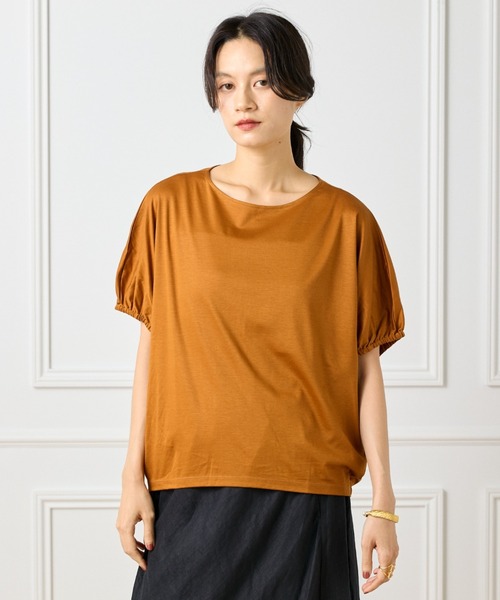 tシャツ ギザリヨセルスムース ボートネックドルマンカットソー レディース