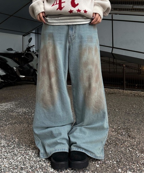 ジーンズ 汚れ加工バギーデニム メンズ レディース : ZOZOTOWN Yahoo