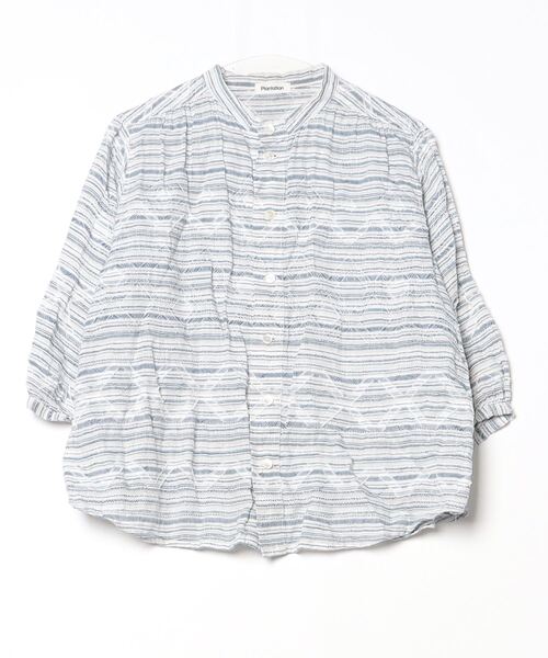 Plantation 「Plantation」 7分袖ブラウス M size ライトブルー