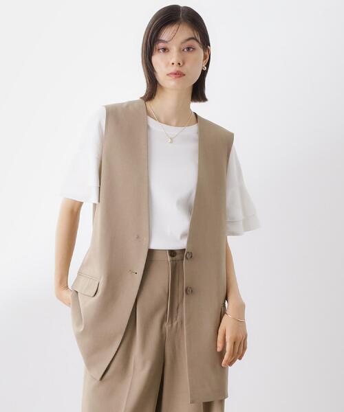 ノースリーブ ラップ　ベスト ジレ　neau THE SHOP TK ベスト ジレ ノーカラージレ「セットアップ可/洗濯機OK